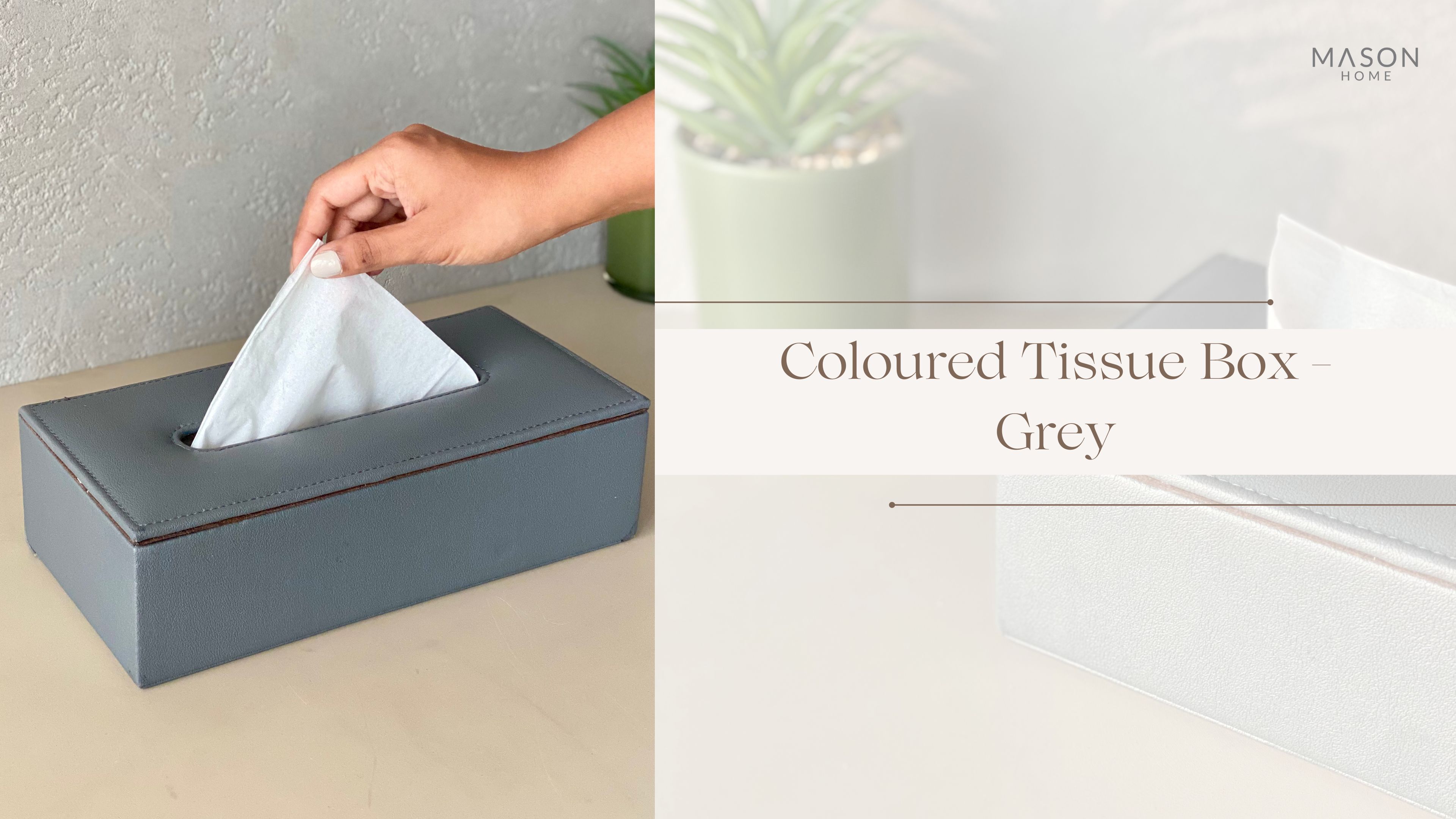Mason Home Vegan Leather Grey Coloured Tissue Box - 1 Piece - L